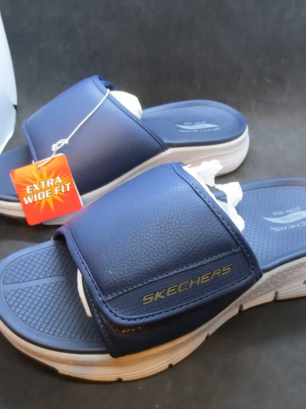 Skechers Men's Sz:10 Arch Fit Day Trip Slip On Comfort Slide Blue Sandals - New